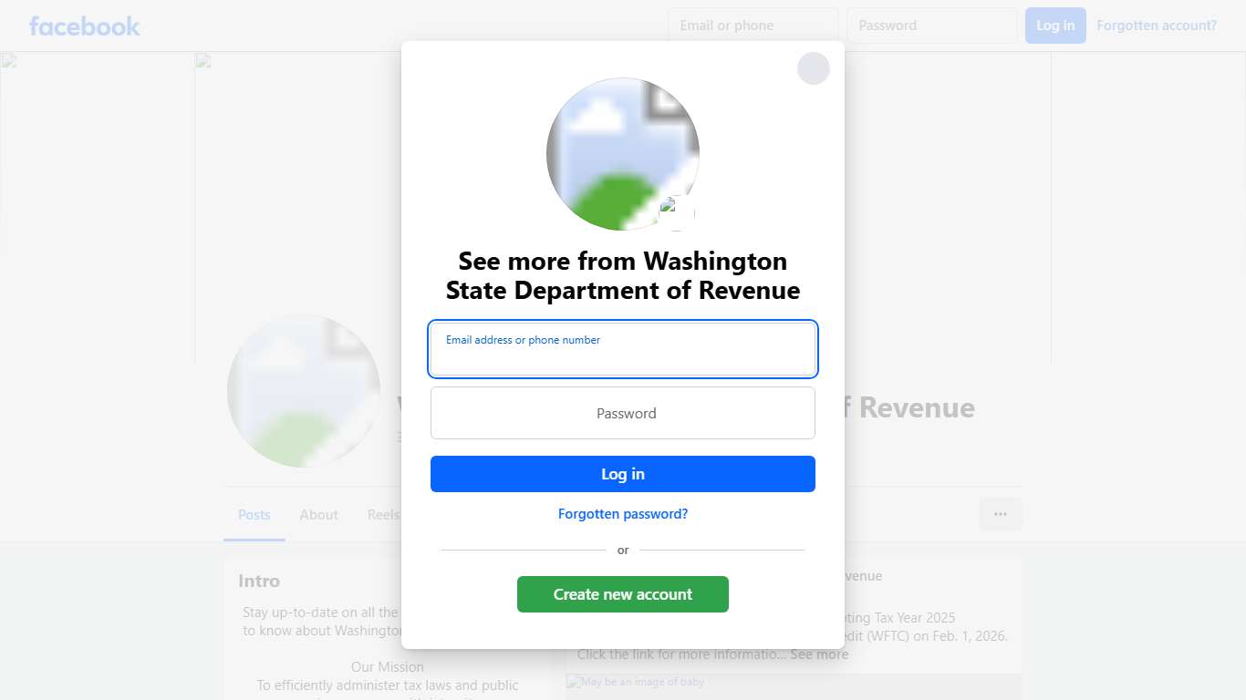 Washington State Department of Revenue Facebook